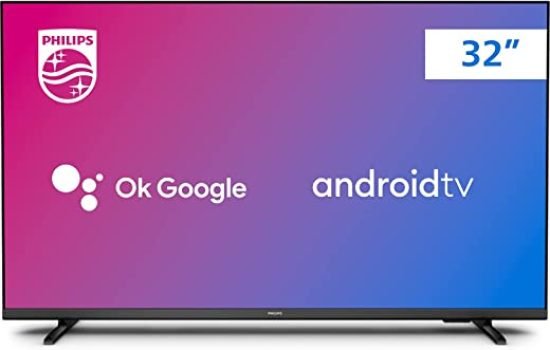 PHILIPS Smart TV 32" HD Android 32PHG6917/78, Google Assistant, Comando de Voz, HDR, 3 HDMI, Wifi 5G, Bluetooth 5.0, Dolby Atmos